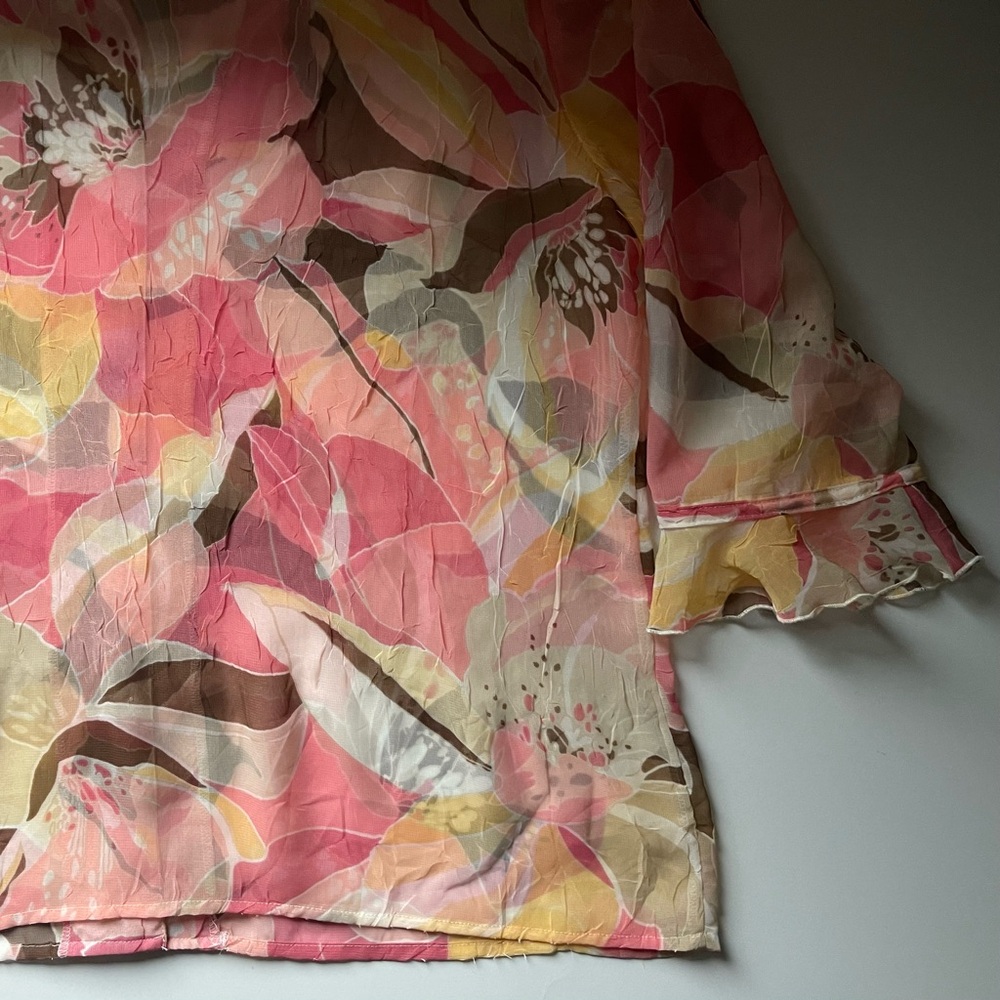 Alfred Dunner Sheer Floral Blouse - Size 12 - Picture 9 of 14